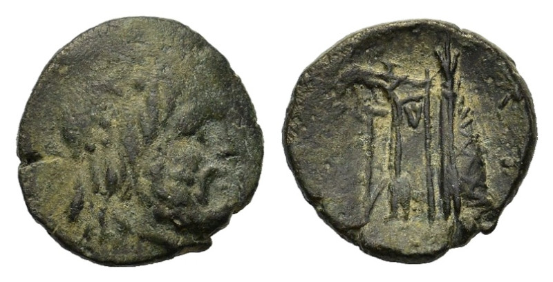 Kings of Macedon. Philip V, 221-179 BC. Æ (14,5mm, 2,40gr.). Head of Poseidon to...
