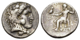 Kings of Macedon. Alexander III 'the Great' AR Tetradrachm. Tarsos, circa 333-327 BC (26,4 mm, 17 g) Head of Herakles to right, wearing lion skin head...