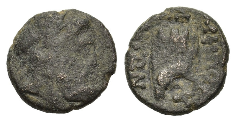 Macedon. Amphipolis Æ SEMIS (18,5mm, 5,50gr.). Wreathed head of Poseidon right. ...