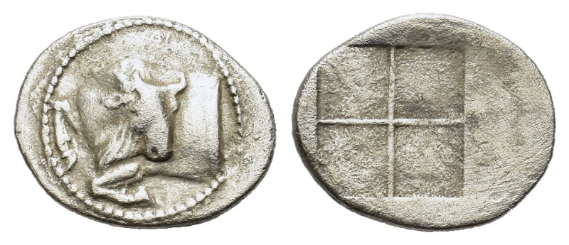 Macedon, Akanthos for Dion. 470-390 BC. AR Tetrobol (19mm, 2.50 gr). Forepart of...