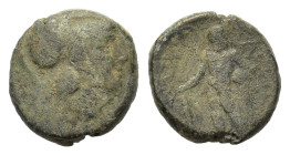 Aitolia, Aitolian League. 205-150 BC. AE (15,5mm, 6,00gr.).Head of Athena to right, wearing crested Corinthian helmet. R/ ΑΙΤΩ/ΛΩΝ. Herakles standing ...