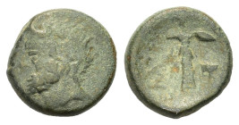 Phokis federal coinage. Elateia 2nd century BC. AE (19mm,
8,00gr.). Bearded head of Asklepios left. R/ EΛATEΩN left up. Helmeted
Athena standing r. wi...