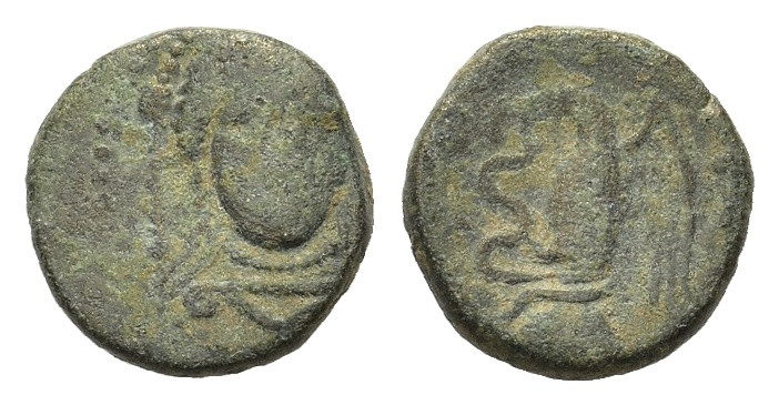 Euboea. Chalkis. 338-308 BC. AE (14,5mm, 3,50gr.). Diademed bust of Hera facing....