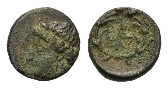 Argolis. Hermione. 300-250 BC. Chalkous AE (12mm, 1,50gr,). Wreathed head of Dem...