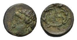 Argolis. Hermione. 300-250 BC. Chalkous AE (12mm, 1,50gr,). Wreathed head of Demeter Chithonia to left. R/ EP Torch within wreath of grain ears. Grand...