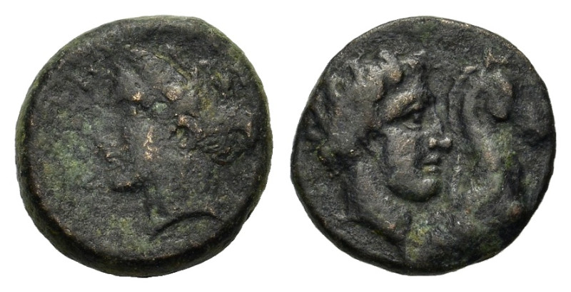 Thessaly, Gyrton. c. 400-350. Æ Dichalkon (17 mm, 4 g) Youthful head of Gyrton b...