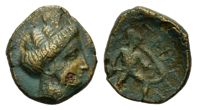 Thessaly, Trikka. Circa 400-344 BC. Æ Chalkous (15,3 mm, 3,5 g). Head of nymph r...