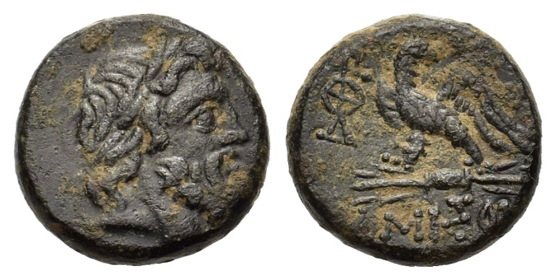 Pontos, Amisos. Circa 120-63 BC. Æ (19 mm, 7,7 g). Laureate head of Zeus right R...