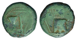 Pseudo-autonomous issue. Time of Nero (54-68). Æ (15,5 mm, 3,3 g). Thrace, Perinthus. RPC I, 1763A.2. Rare. About very fine.
