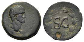 Galba. Antioch, Seleucis and Pieria. AD 68-69. Æ As (25 mm, 7 g) IM SER SVL G[ALBA] CAE, laureate head to right. R/ SC within laurel wreath. RPC I 431...