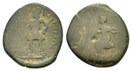 Macedon, Amphipolis. Hadrian 117 – 138 AD (22mm, 9,00gr.) ΚΑΙϹΑΡ ΑΔΡΙΑΝΟϹ; emperor helmeted standing front, head left.,
holding spear in right hand an...