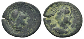 Antoninus Pius. AD 138-161. Lycaonia, Iconium. Æ (22,5 mm, 3,6 g). Laureate and draped bust of Antoninus Pius r. R/ Helmeted head of Athena r. SNG von...