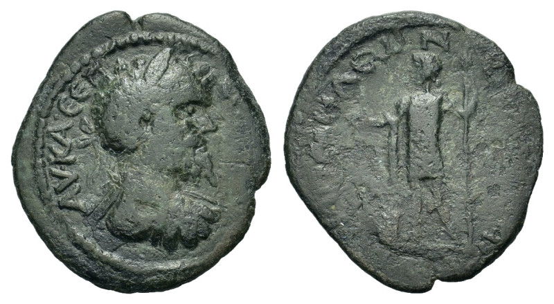 Septimius Severus. AD 193-211. Æ (21,8 mm, 4,4 g). Claudius Traianus, magistrate...