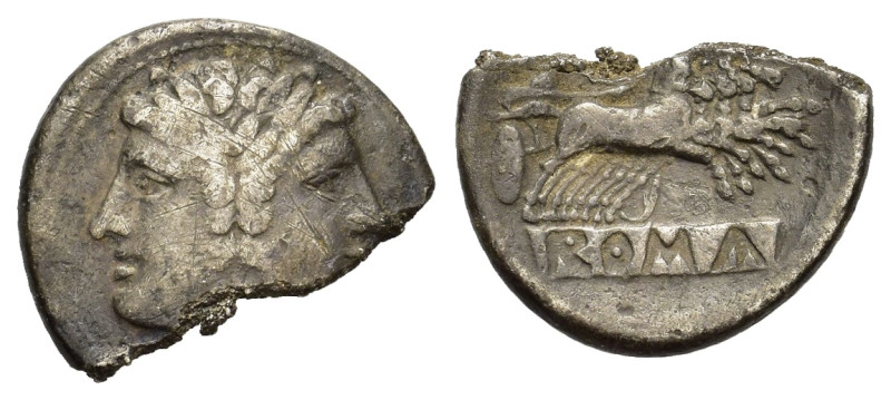 Anonymous, circa. 225-214/212 BC. Quadrigatus (22 mm, 4,8 g) Rome. Laureate jani...