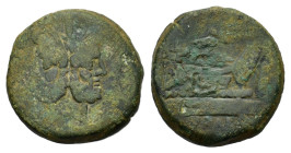 Anonymous (Small bird and TOD series), Rome, 189-190 BC. Æ As (31,6 mm, 21,2 g). Crawford 141/2a. About very fine.
