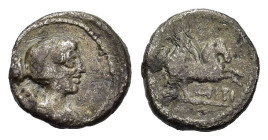 Q. Titius. 90 BC. AR Quinarius (13 mm, 1,8 g). Rome. Draped and winged bust of Victory to right. R/Pegasus to right, Q•TITI below. Crawford. 341/3; Ki...