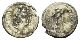 Mn. Cordius Rufus. 46 BC. Plated Denarius (18 mm, 2 g). Rome mint. Conjoined laureate heads of the Dioscuri right, star above each; RVFVS • III • VIR ...