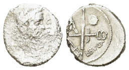 C. Iulius Caesar with L. Aemilius Buca. AR Denarius (17,5mm, 3,50gr.) 44 BC. CAESAR·DICT – PERPETVO Wreathed head of Caesar. R/  Fasces and caduceus i...