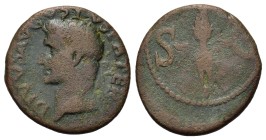 Divus Augustus. 27 BC - AD 14. Æ As (27 mm, 9,5 g). Rome. c. AD 34-37. Radiate head l. R/ Winged thunderbolt. RIC I 83 (Tiberius).