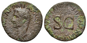 Divus Augustus. 27 BC - 14 AD, Æ As (28 mm, 9 g) Rome. Bare head left. IMP CAESAR DIVI F AVGVSTVS IMP XX. R/ S C, PONTIF MAXIM TRIBVN POT XXXIIII. RIC...