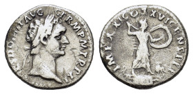 Domitianus. AD 81-96. AR Denarius (18,3 mm, 3 g) Rome. IMP CAES DOMIT AVG - GERM P M TR P XIIII, laureate head r., R/ IMP XXII COS XVI CENS P P P, Min...