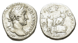Hadrian. 117-138 AD. AR Denarius (16,5 mm – 3,3 g). Rome. IMP CAESAR TRAIAN H-ADRIANVS AVG, laureate head right. R/ P M TR P COS III, LIBERAL AVG/III ...