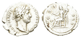 Hadrian. AD 117-138. AR Denarius (20mm, 3,00gr,) Amphipolis mint. HADRIANVS AVGVSTVS. Laureate bust right, with slight drapery.
R/  COS III. City-gode...
