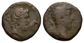 Marcus Aurelius. AD 161-180. Æ (21 mm, 7,2 g) Cyrene (?). Laureate head of Marcus r. R/ Head of Zeus-Ammon r. Cf. Müller 450 (Cyrene); cf. Sydenham, C...