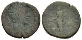 Commodus. AD 180-192. Æ Sestertius (30 mm, 25 g) Rome. [M COMMODVS] ANTONINVS AVG PIVS Laureate head r., R/ Salus standing l., holding sceptre and fee...