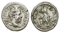 Geta as Augustus. AD 209-211. AR Denarius (18,7 mm, 3 g) Rome. P SEPT GETA - PIVS AVG BRIT. Laureate head right. R/ VOTA PVBLICA. Veiled Geta standing...