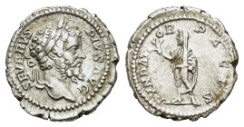 Septimius Severus. A.D. 193-211. AR denarius (19 mm, 3 g). Rome, A.D. 201. SEVERVS AVG PART MAX, laureate head of Septimius Severus right / FVNDATO-R ...