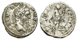 Septimius Severus AD 193-211 . AR Denarius (18 mm, 3,5 g)Roma. 207 AD.
SEVERVS PIVS AVG, laureate head right.R/ P M TR P XV COS III P P, Africa standi...