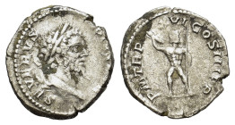 Septimius Severus. AD 193-211. AR Denarius (18 mm, 3 g) Rome. SEVERVS - PIVS AVG Head laureate r. R/ P M TR P X - VI - COS III P P Jupiter stepping l....
