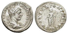 Elagabalus. AD 218-222. AR Antoninianus (22 mm, 5,2 g) Rome. IMP CAES M AVR ANTONINVS AVG, radiate, draped and cuirassed bust R/ SALVS ANTONINI AVG, S...