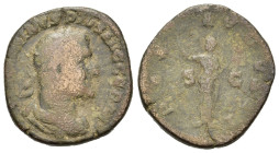 Maximinus I. AD 235-238. Æ Sestertius (28 mm, 20 g). Laureate, draped and cuirassed bust right. R/ Pax standing left, holding branch and transverse sc...
