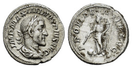 Maximinus I. AD 235-236. AR Denarius (19 mm, 3,2 g) Rome. IMP MAXIMINVS PIVS AVG, laureate, draped and cuirassed bust to right R/ PROVIDENTIA AVG, Pro...