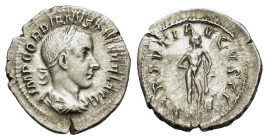 Gordian III. AD 238-244. AR Denarius (20,5 mm, 2,8 g) Rome. IMP GORDIANVS PIVS FEL AVG, laureate, draped and cuirassed bust r., R/ VIRTVTI AVGVSTI, He...