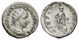 Gordian III. AD 238-244. AR Denarius (21,5 mm, 4,4 g) Rome. IMP GORDIANVS PIVS FEL AVG, laureate, draped and cuirassed bust r. R/ VIRTVTI AVGVSTI, Her...