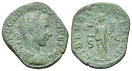 Gordian III. AD 238-244. Æ Sestertius (26,5 mm, 18,3 g). Rome. IMP GORDIANVS PIVS FEL AVG, laureate and draped bust r. R/LIBERALITAS AVG IIII, Liberta...