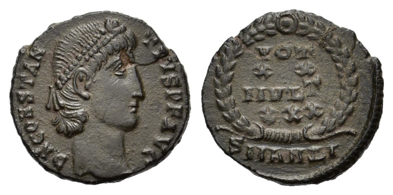 Constantius II 337-361. AD 347-348. Æ Nummus (15mm, 1,5g) Antiochia. D N COSTAN ...