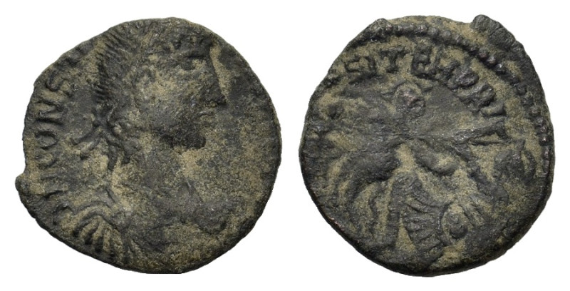 Constantius II. AD 337-361. Æ Follis (15 mm, 1,5 g), Barbaric imitation. For the...