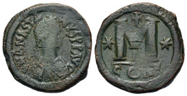 Anastasius I. AD 491-518. Æ 40 Nummi (32 mm, 17,7 g), Constantinople, c. AD 512-517. Sear 19. Very fine.