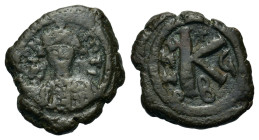 Maurice Tiberius. AD 582-602. Æ 20 Nummi (22,7 mm, 6,1 g), Cyzicus, year 6 (AD 587/8). Sear 520. About very fine.