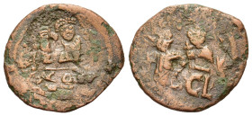 Heraclius. AD 610-641. Æ 40 Nummi (32,5 mm, 10,8 g). Syracuse. Countermarked: crowned facing busts of Heraclius and Heraclius Constantine; cross above...