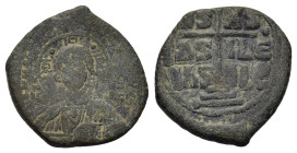 Anonymous Folles. temp. Romanus III, 1028-1034 AD. Æ Follis (29mm, 12,50gr.) + EMMA-NOVHΛ around, IC-XC to right and left of bust of Christ facing wit...