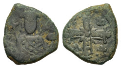 Alexius I Comnenus, 1081-1118. AE Tetarteron (16,5mm, 3,30 gr.). Half-length imperial bust facing, wearing loros, holding cruciform scepter in his
rig...