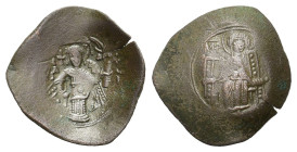 Isaac II Angelus. First reign, 1185-1195. Billon aspron trachy.(26,5mm, 3,00gr.) Constantinople mint. MHP - ΘV. The Virgin enthroned facing, nimbate, ...