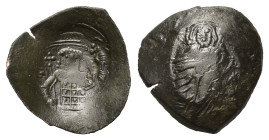 Latin Rulers of Constantinople. Thessalonica. Trachy (24mm, 2,80gr.). IC-XC. Christ, bearded and nimbate, seated upon throne, holding gospel. R/ Half-...