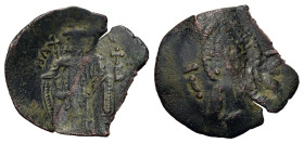 Latin Rulers of Constantinople. AD 1204-1261. Æ Trachy (22,3 mm, 2 g). Sear 2024. About very fine.