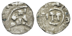 Italy, Lucca. Enrico III, IV or V. AD 1039-1125. AR Denaro (14,5 mm, 0,8 g). Monogram. R/ LVCA. Biaggi 1058. 